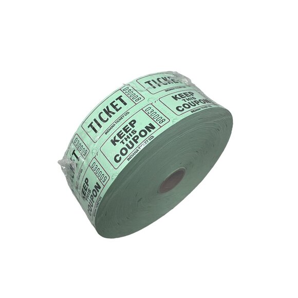 Double Roll Carnival Raffle Tickets 2000 Count Green Keep This Coupon - Picture 1 of 5